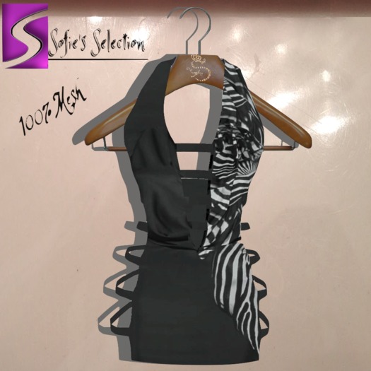 <S> Mesh Audace Black Dress