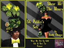 St Patty's "Show Me The Money" Hat, Bow Tie, Pot Of Gold, Resizer ~ Unisex