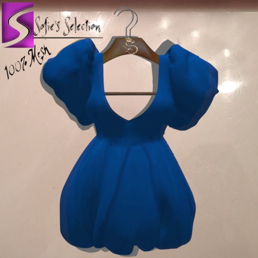 <S> Mesh Puffy Dress Blue