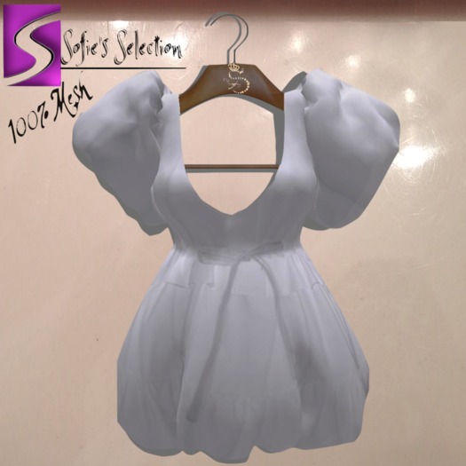 <S> Mesh Puffy Dress White