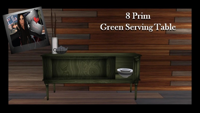 Green Serving Table - With Accessories