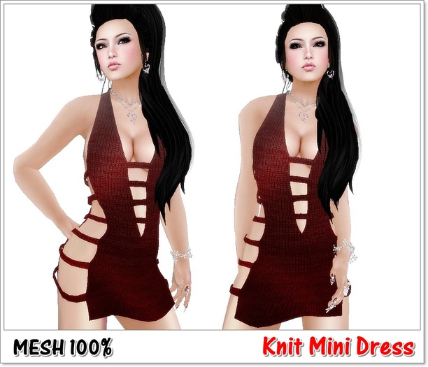DeepLove :: Mesh Mini Dress :: Red Knit