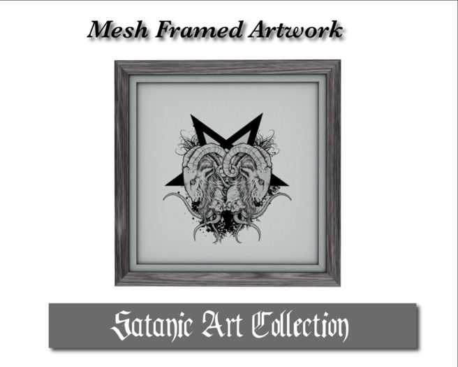 {PR}Satanic Art Collection - Baphomet Goat Skulls - Dark Frame Mesh