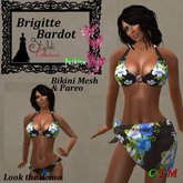 Brigitte Bardot Bikini & Pareo Hawai Bleu flower