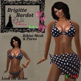 Brigitte Bardot Bikini & Pareo Bleu Pois Blanc