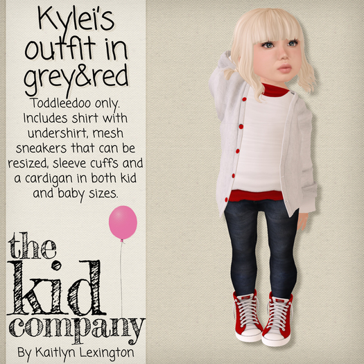 the kid company; kylei's outfit // grey and red.