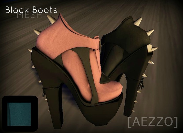 [AEZZO] Mesh Block Boots Petroil