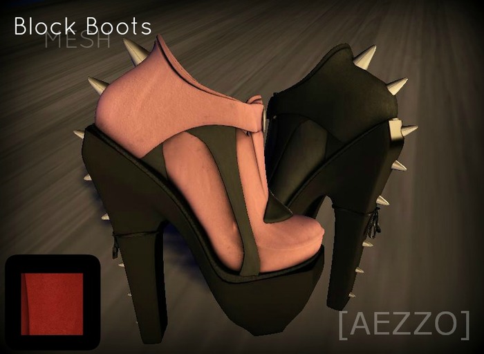 [AEZZO] Mesh Block Boots Scarlet