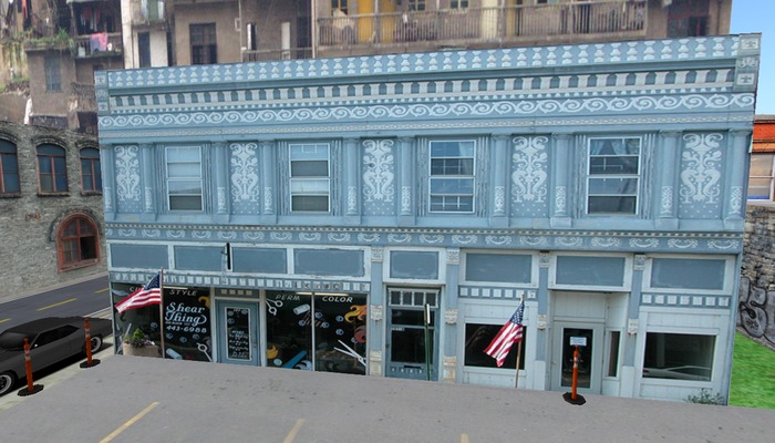 #148 HUGE 3 Store Building- Shear Things Stylist -1 Prim Building by Kushinator