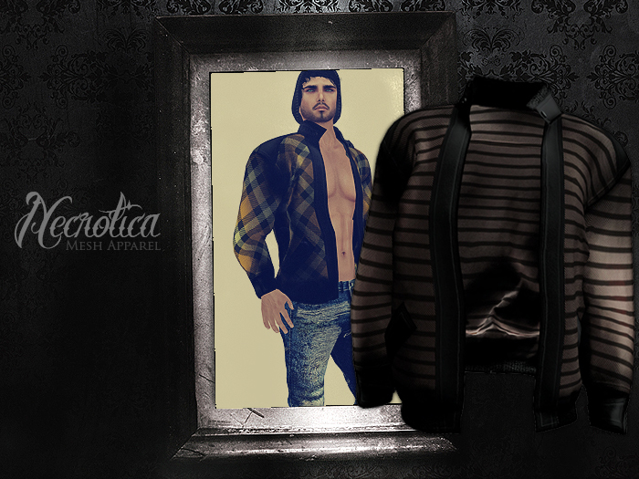 {N} - Men's Leather Jacket (Brown Stripes)