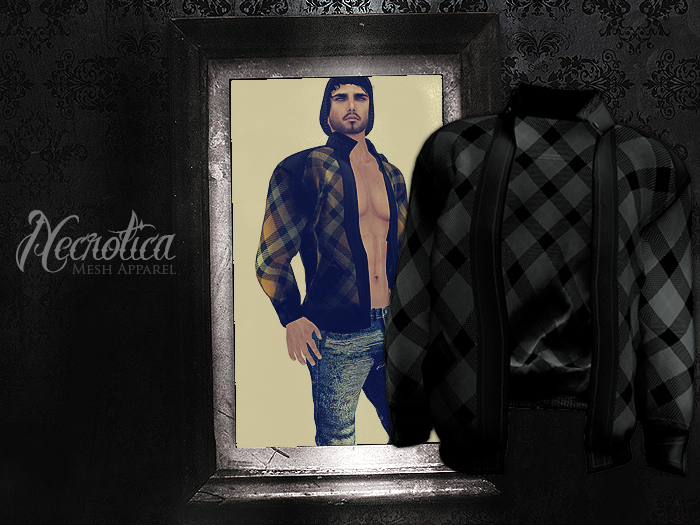 {N} - Men's Leather Jacket (Black Plaid)