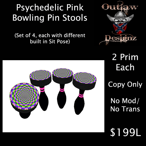 Psychedelic Pink Bowling Pin Stools