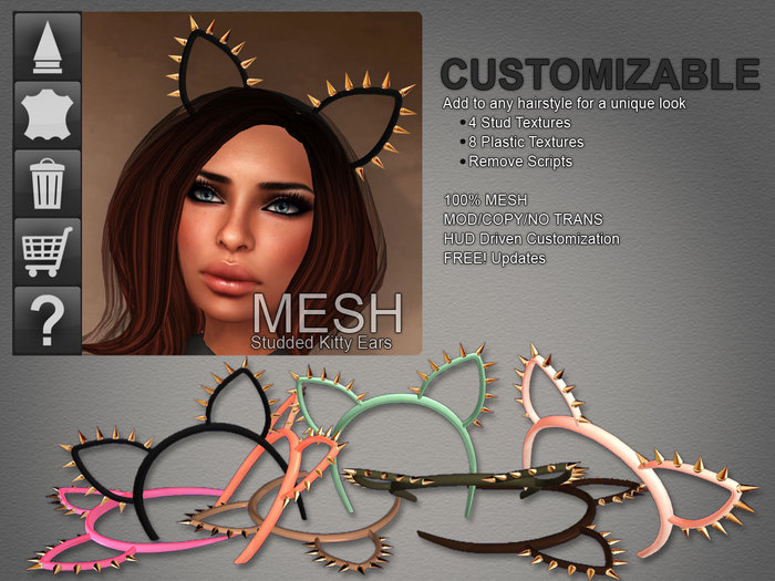 Action MESH Studded Kitty Headband
