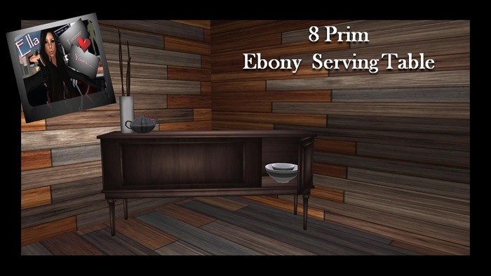 Ebony Serving Table - With Accessories