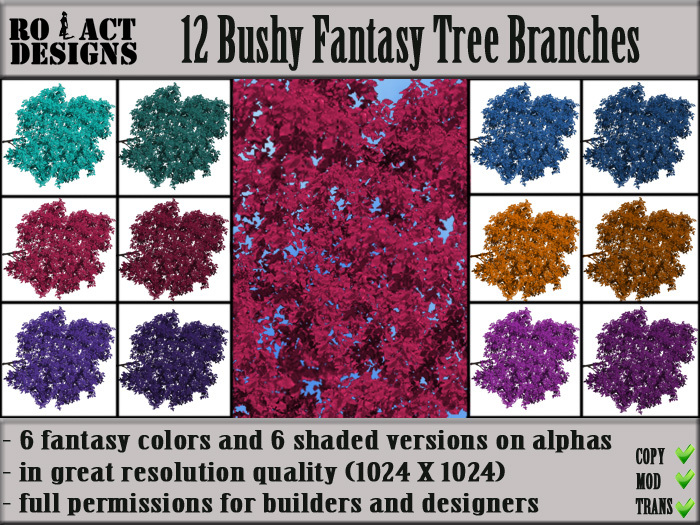 Ro!Act Designs 12 Bushy Fantasy Tree Branches  Alpha Textures