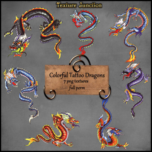 ~TJ~  Colorful Tattoo Dragons