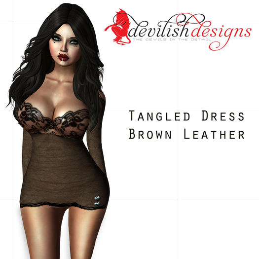 ! Devilish Designs "Tangled" Mini Dress Brown Leather