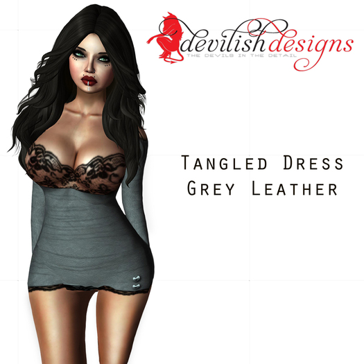 ! Devilish Designs "Tangled" Mini Dress Grey Leather