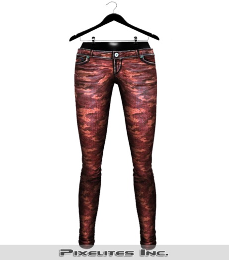 ::PL:: Camo Skinny Jeans (Mesh) - Rustic Red