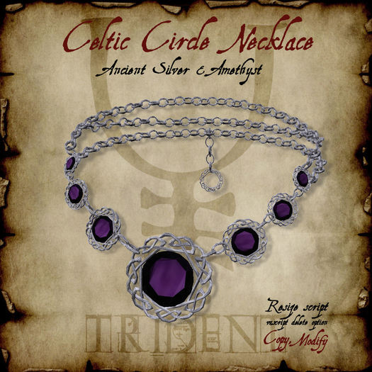 Trident Celtic Circle Necklace [Silver/Amethyst] [Box]