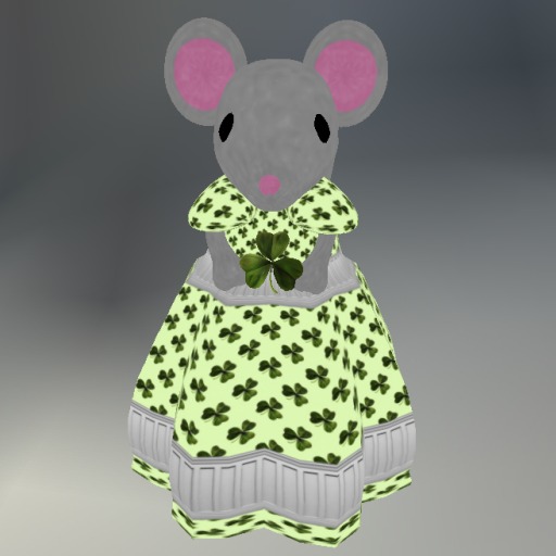 Singing Irish Grey Mouse with Shamrock