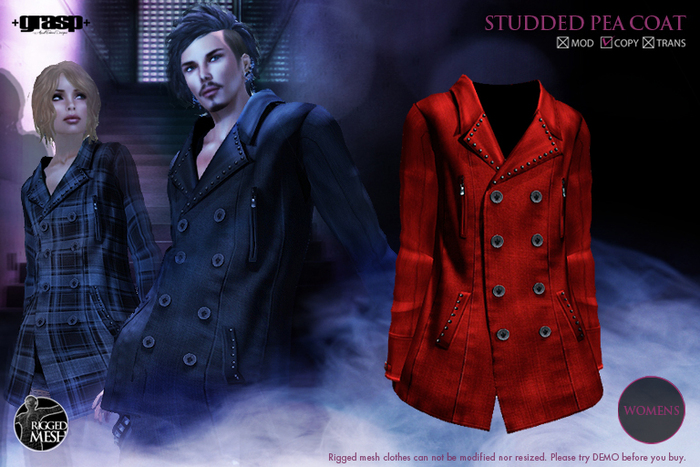 +grasp+/Studded pea coat/Red/Womens