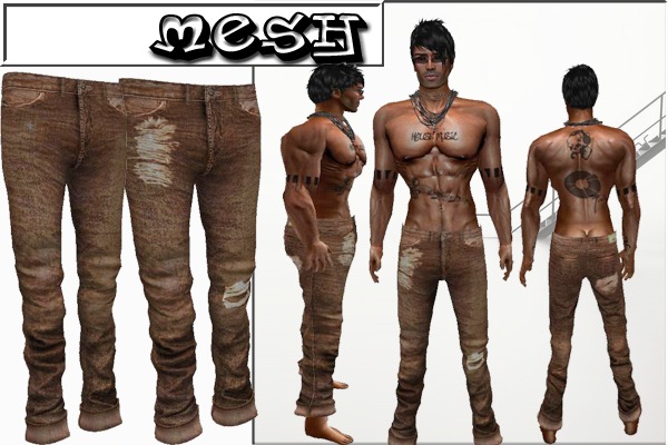 Tween Designs !!!...2 pair Dark Brown Jeans ripped and non ripped one