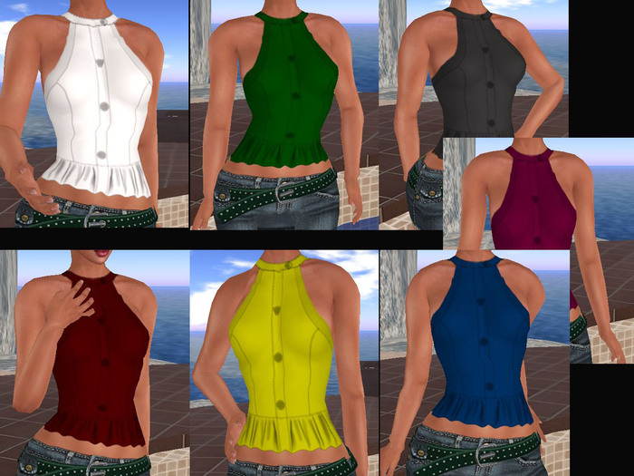 Sleeveless Ruffled Top - Boxed Set 7 Colors - Y?