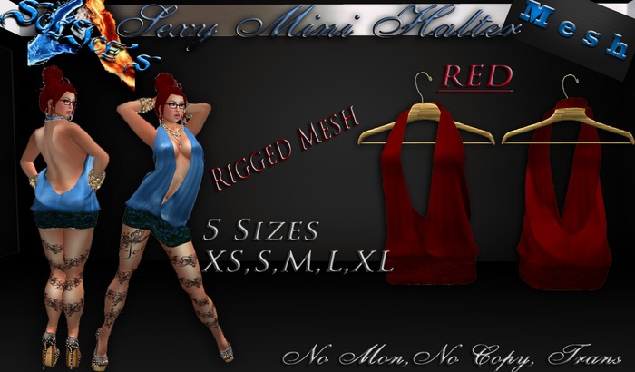 *SoL!ce's* Sexy Red Mini Halter Dress RIGGED MESH!