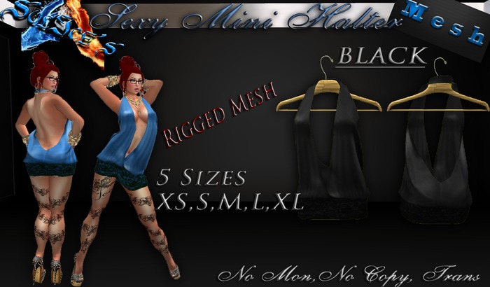 *SoL!ce's* Sexy Black Mini Halter Dress RIGGED MESH!