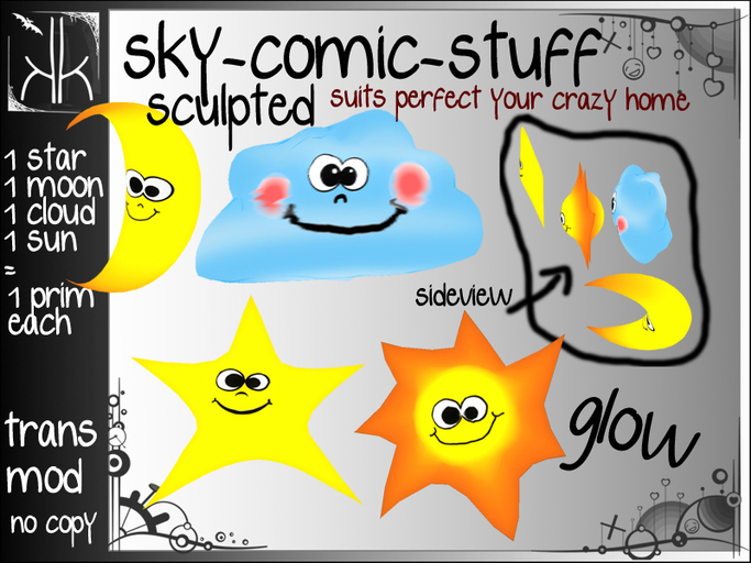Sky Comic Stuff - Star Moon Cloud Sun 