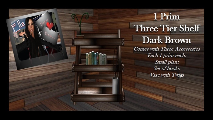 FYE - Dark Brown 3 Tier Shelf with Accessories