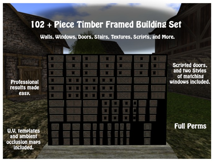 Full Perm 102 Piece Timber Framed Building set