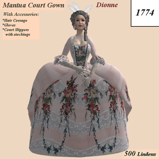 Second Life Marketplace - 1774 Mantua Court Gown - Dionne (With Accessories)