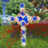 REM22 Blue & White Carnations Rest in Peace Cross (Rezz Me)