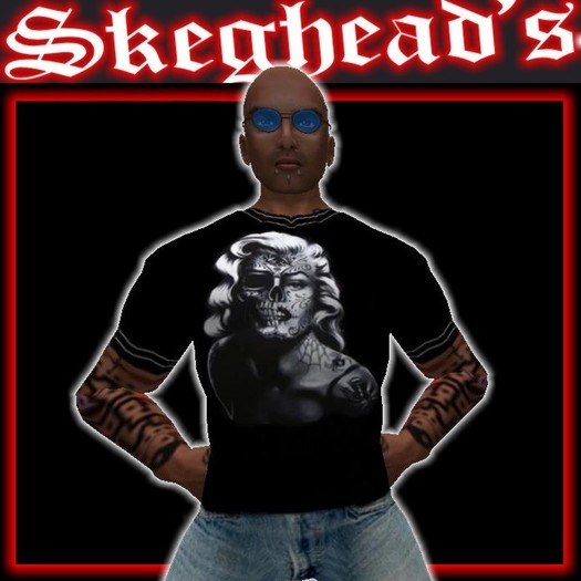 BLACK SHORT SLEEVE MM SKULL SHIRT jacket layer, fully editable