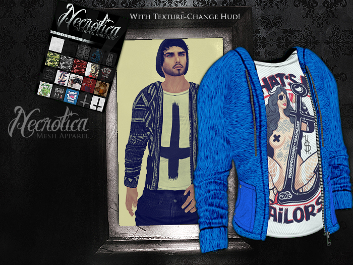 {N} - Mens Hoodie+Shirt (Blue)