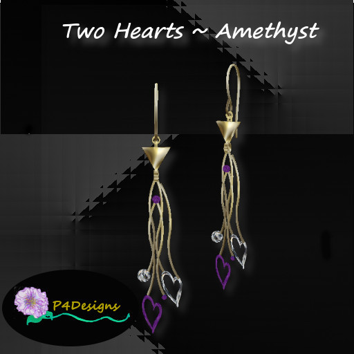 Two Hearts - Amethyst Earrings