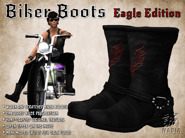 ~Nadia~ Biker Boots Red Eagle Edition