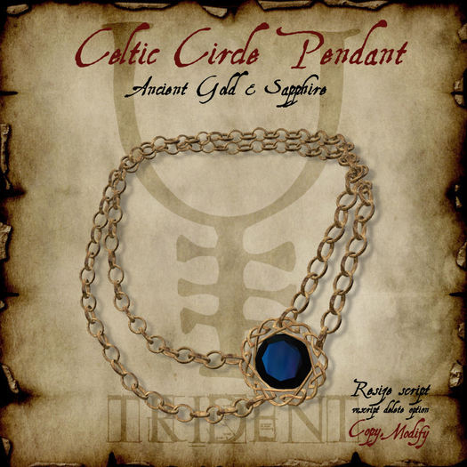Trident Celtic Circle Pendant [Gold/Sapphire] [Box]