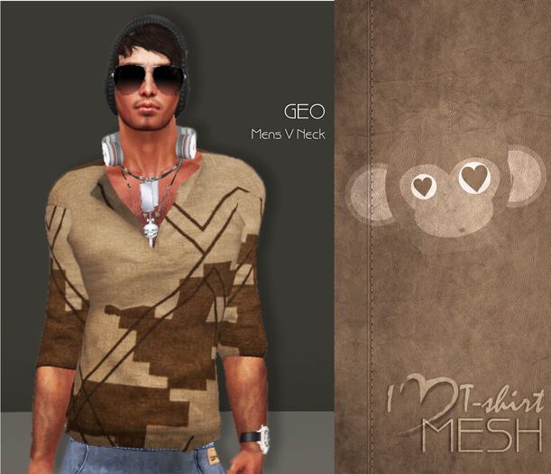 I♥T-SHIRT!! GEO - Men's V neck sweater BOX