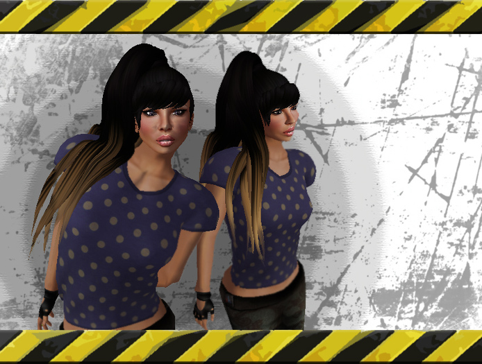 *[Naidoo]* - Female Rigged Mesh Tee - Blue&Spotted