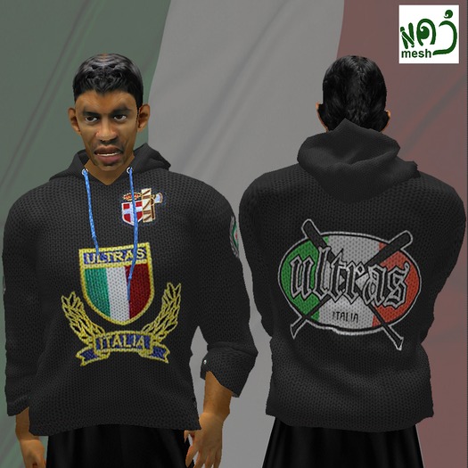 ULTRAS ITALIA -  BLACK hoodie  (MESH) boxed