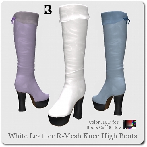 Blackburns White Colorable Leather R-Mesh Knee Boots