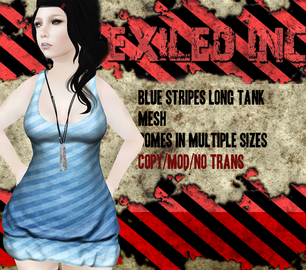 [Exiled Inc.] Blue Stripes Long Tank Ladies [MESH]