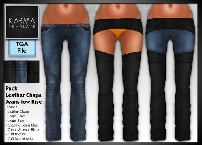 Karma Template - Tga - Pack Leather Chaps & Jeans