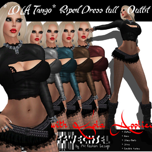 [Stoffwechsel] *LOLA Tango* Riped Dress (Full Outfit) wApplier