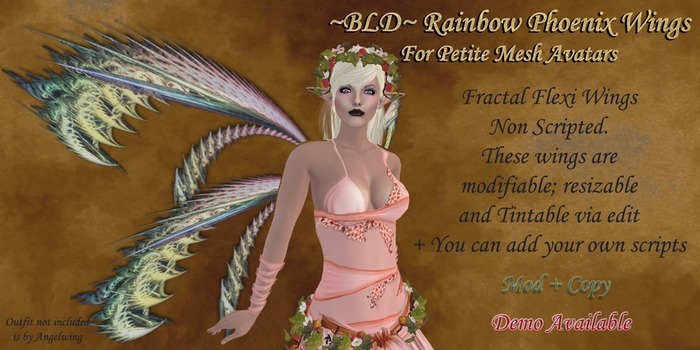~BLD~ Rainbow Phoenix Wings *Petite* DEMO