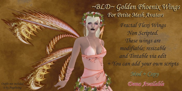 ~BLD~ Golden Phoenix Wings *Petite* DEMO