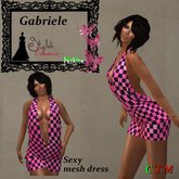 GABRIELE Deep Cleavage Mini Halter Dress Damier rose